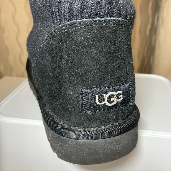 UGG Black Knit Women's 10 Side Zip Mid-Calf 1105709 Pull On Winter Boots - Picture 8 of 16